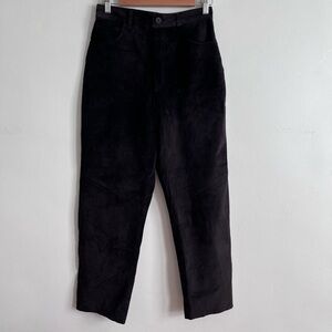 Peruvian Connection Vintage Black Brownish Leather High Waist Straight Leg Pants